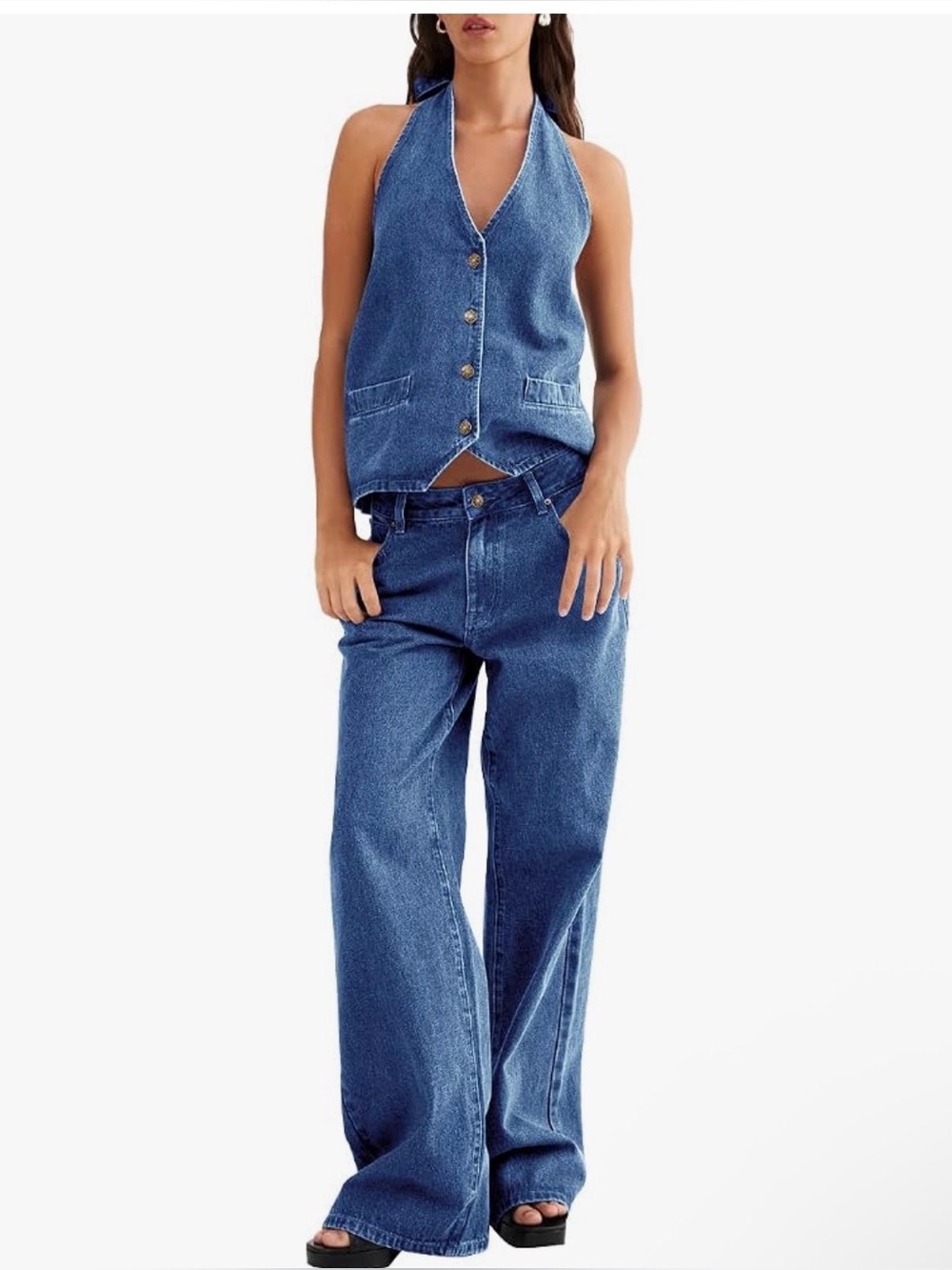 Wide Leg Women's Jeans in Classic Blue
